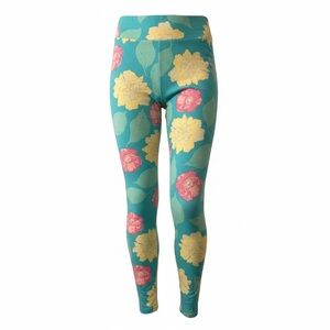 LuLaRoe Teal and Yellow Floral Leggings
